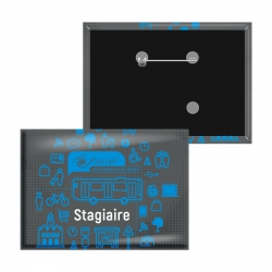 fabrication de badges rectangulaires personnalisés 90mm x 65mm