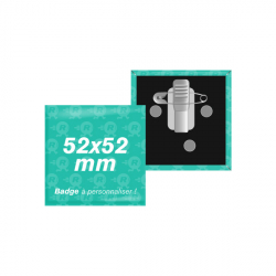 badges carrés 52mm x 52mm attaches pince crocodile