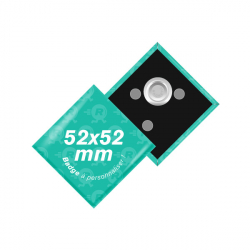 badges losanges personnalisés 52mm x 52mm avec attache aimantée simple