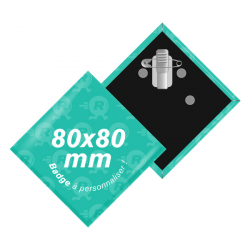fabrication de badges losange personnalisés 80x80mm avec attache pince crocodile
