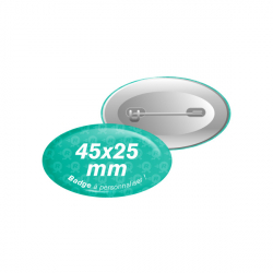 badges ovales personnalisés 45mm x 25mm