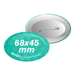 badges ovales personnalisés 68mm x 45mm