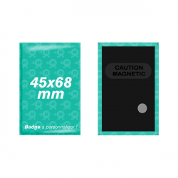 fabricant de badges rectangle 45mm x 68mm avec attache aimantée rectangle