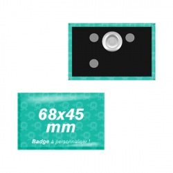 badges rectangles personnalisés 68mm x 45mm avec attache aimantée simple