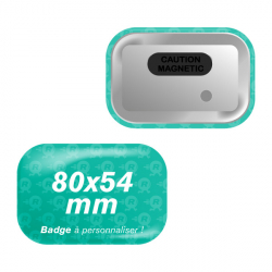 badges 80mm x 54mm coins arrondis & attache aimantée rectangle