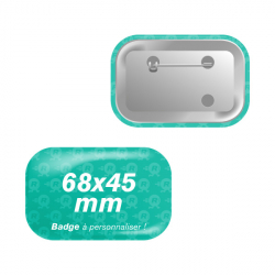 fabrication de badges rectangles personnalisés 68x45mm avec des coins arrondis