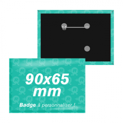 fabrication de badges rectangulaires personnalisés 90mm x 65mm