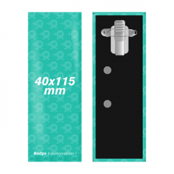 fabrication de badges rectangulaires personnalisés 40mm x 115mm avec attache pince crocodile