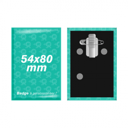 badges personnalisés 54mm x 80mm attaches pince crocodile