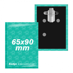 fabrication de badges rectangulaires personnalisés 65mm x 90mm avec attache pince crocodile