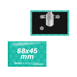 badges personnalisés 68mm x 45mm attaches pince crocodile