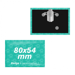 badges personnalisés 80mm x 54mm attaches pince crocodile