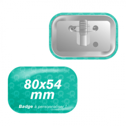 fabrication de badges rectangulaires personnalisés 80mm x 54mm avec des coins arrondis et attache pince crocodile