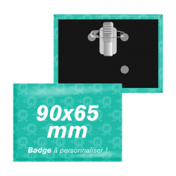 fabrication de badges rectangulaires personnalisés 90mm x 65mm avec attache pince crocodile