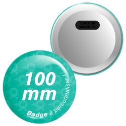 badges ronds personnalisés 100mm avec attache aimantée double