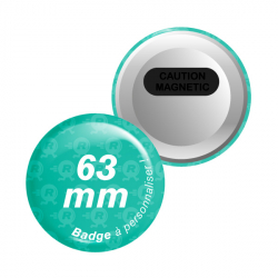 badges ronds 63mm avec attache aimantée double