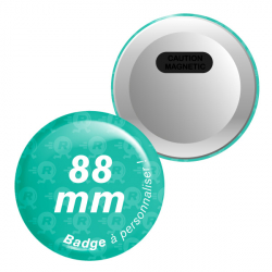 badges ronds personnalisés 88mm avec attache aimantée double