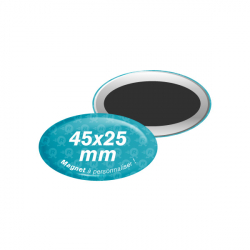 magnets ovales personnalisés 45mm x 25mm
