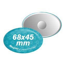 magnets ovales personnalisés 68mm x 45mm