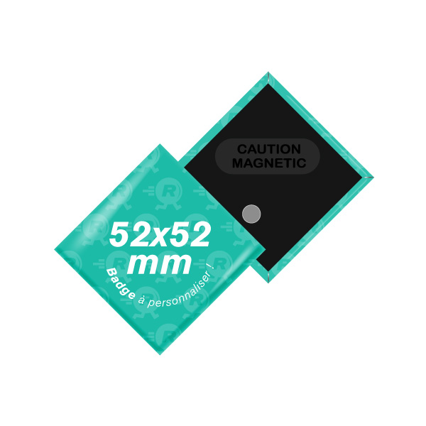 Badges Losange Personnalisés 52mm x 52mm avec Attache Aimantée Double