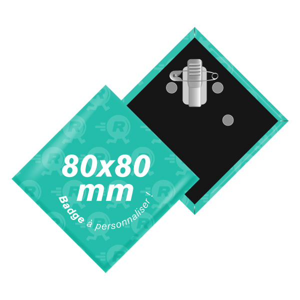 Fabrication de Badges Losange Personnalisés 80x80mm avec attache pince crocodile