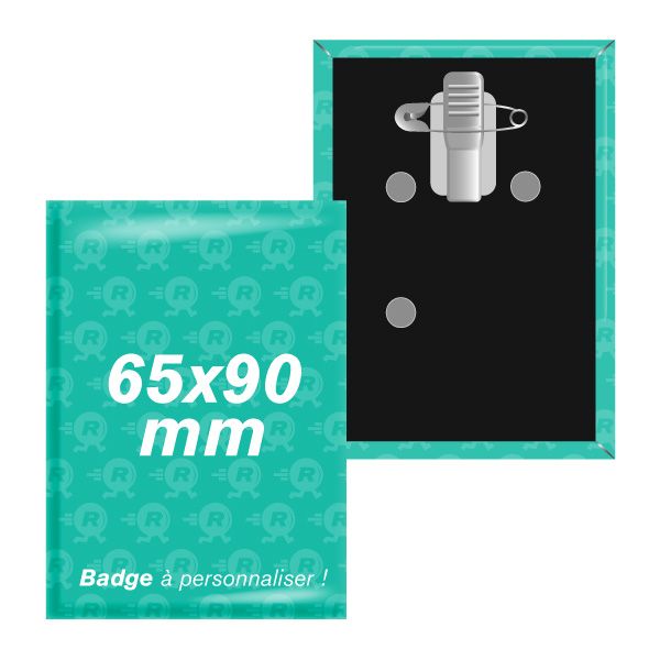 Fabrication de Badges Rectangulaires Personnalisés 65mm x 90mm avec Attache Pince Crocodile